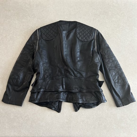 Karen Millen Quilted Panel Leather Jacket ASO Clary Fray - Picture 7 of 16